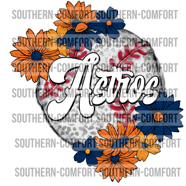 Astros Floral Baseball |PNG|