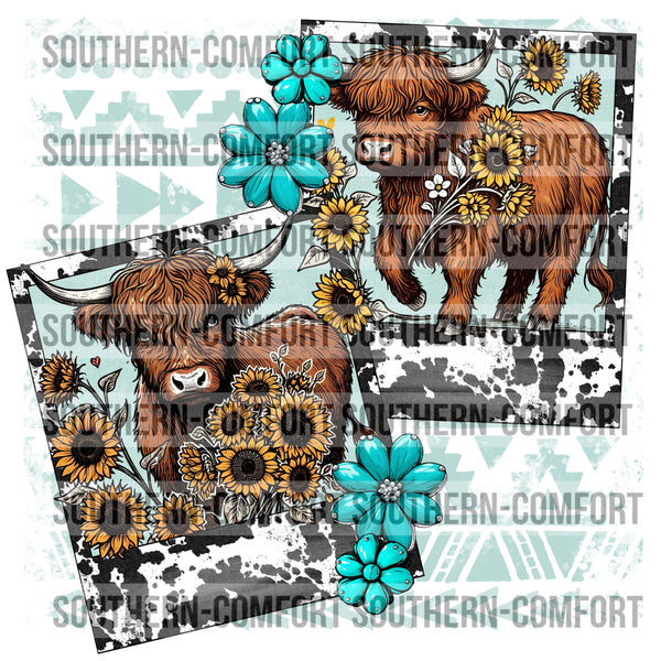 Highland cows framed |PNG|