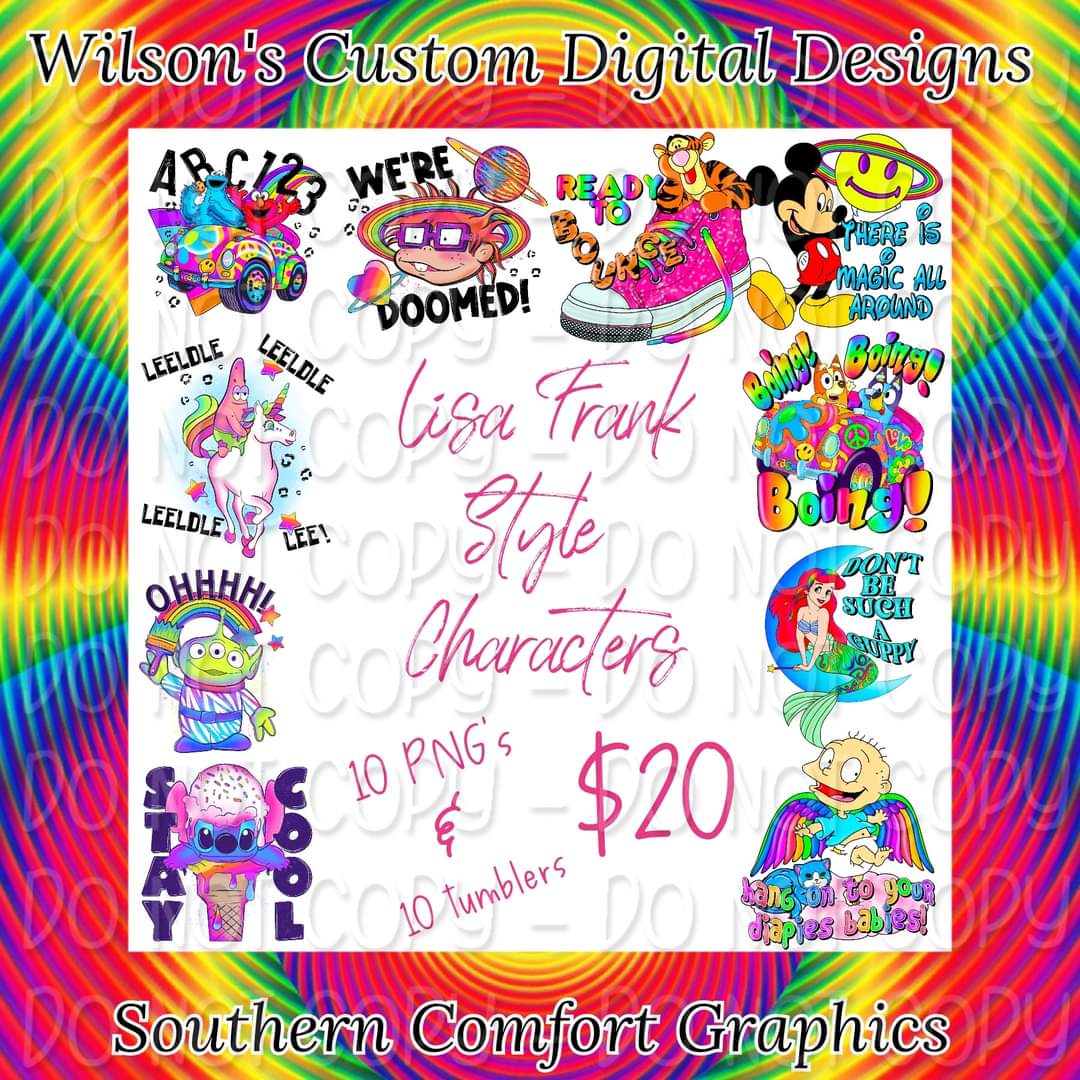 Lisa Frank Inspired Characters Collab – southerncomfortgraphics