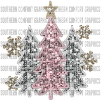 Faux Sequin Christmas Trees PNG