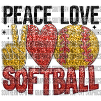 Peace Love Softball PNG