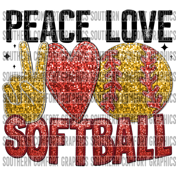 Peace Love Softball PNG