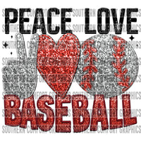 Peace Love Baseball PNG