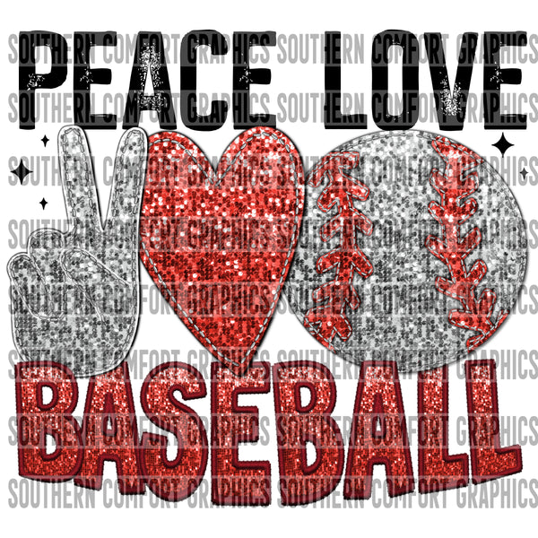 Peace Love Baseball PNG
