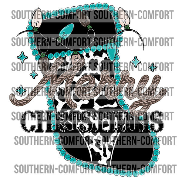 Turquoise Christmas Stocking PNG