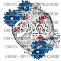 Dodgers Floral Baseball |PNG|