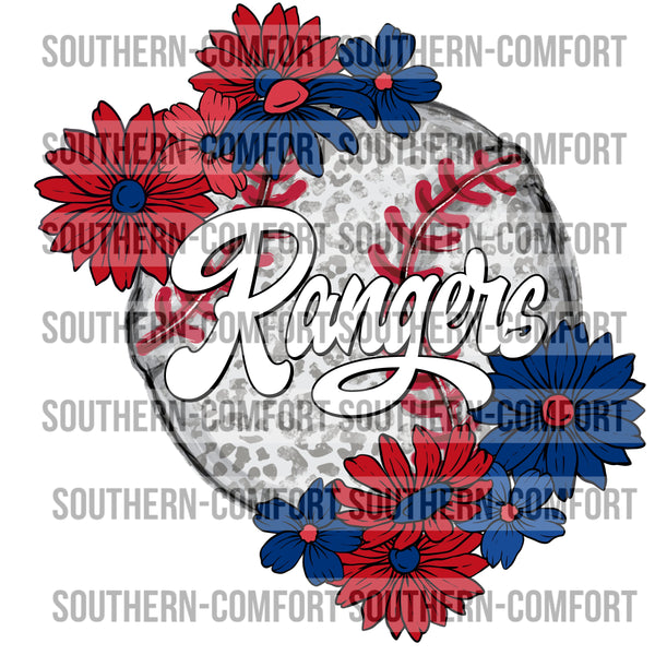 Rangers Floral Baseball |PNG|