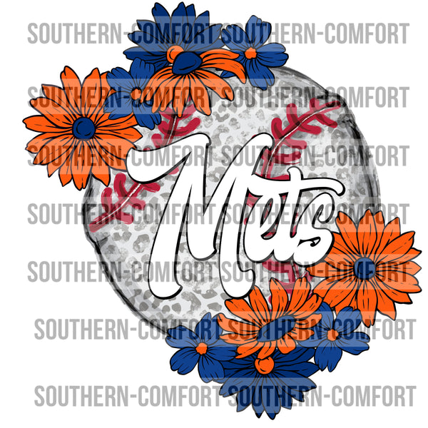 Mets Floral Baseball |PNG|