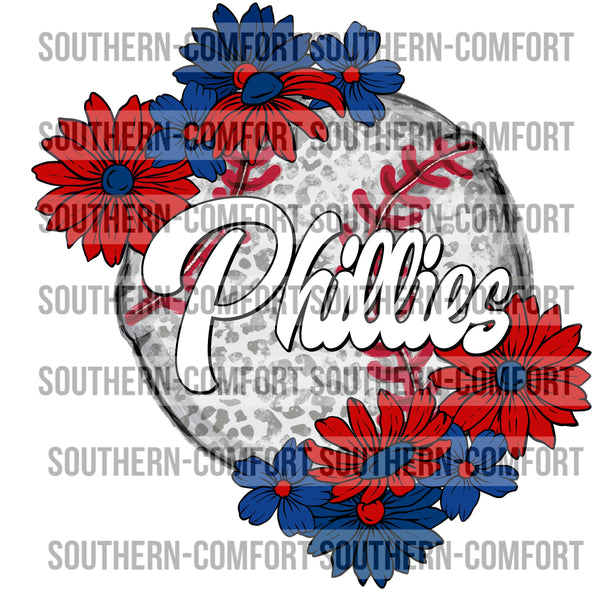 Phillies Floral Baseball |PNG|