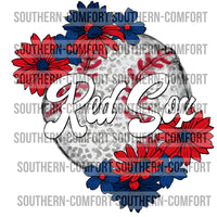 Red Sox Floral Baseball |PNG|