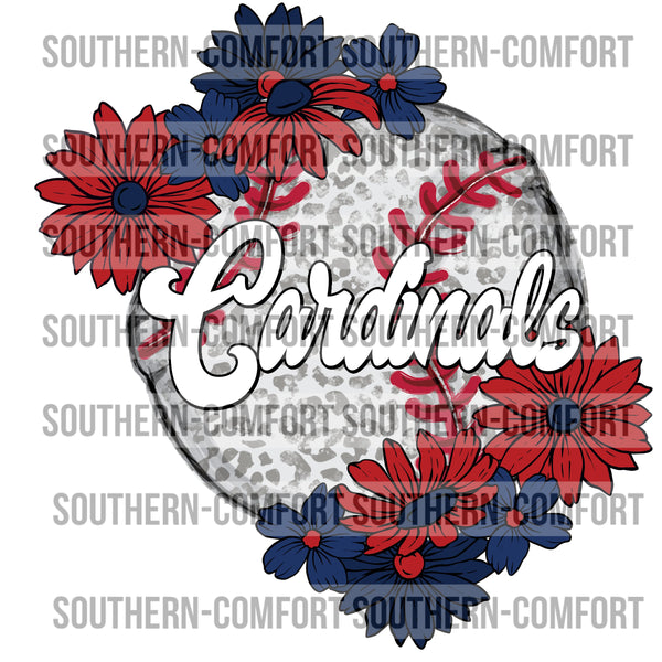 Cardinals Floral Baseball |PNG|