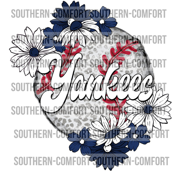 Yankees Floral Baseball |PNG|