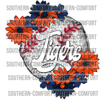 Tigers Floral Baseball |PNG|