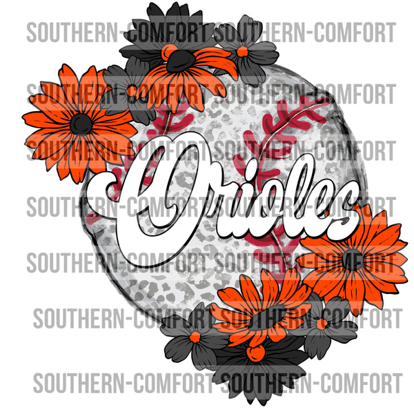 Orioles Floral Baseball |PNG|