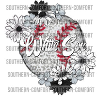 White Sox Floral Baseball |PNG|