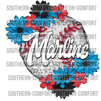 Marlins Floral Baseball |PNG|