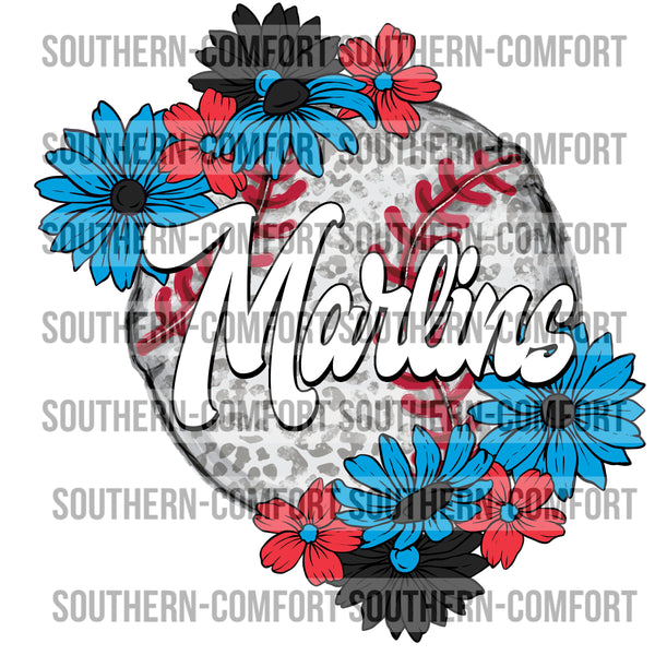 Marlins Floral Baseball |PNG|