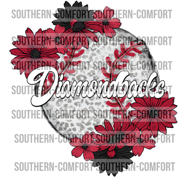 Diamondbacks Floral Baseball |PNG|