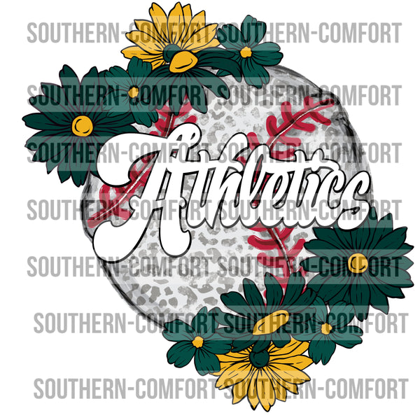 Athletics Floral Baseball |PNG|