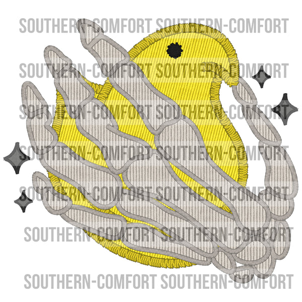 Skellie hand holding a peep Png