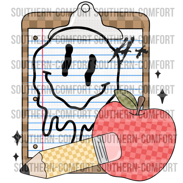 Melting Smiley Face On A Clipboard PNG