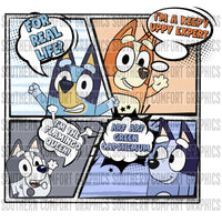 Blue dog comic PNG