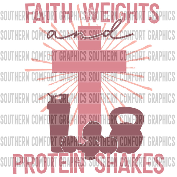 Faith weights and protein shakes PNG