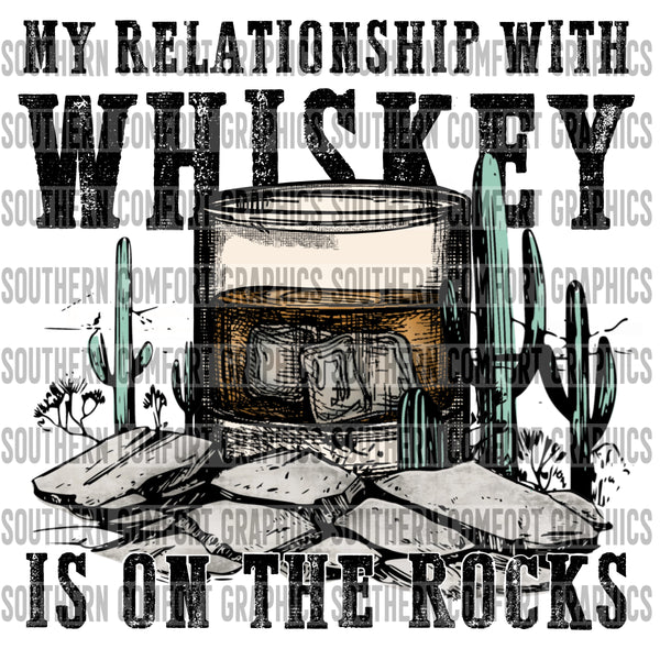 My Relationship With Whiskey Is On The Rocks PNG