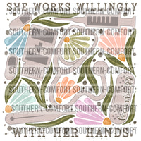 She works willingly with her hands (medical field) |PNG|