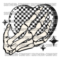 Skellie hand holding a checkered heart |PNG|