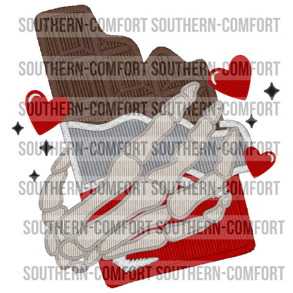 Skellie Hand Holding A Chocolate Bar PNG