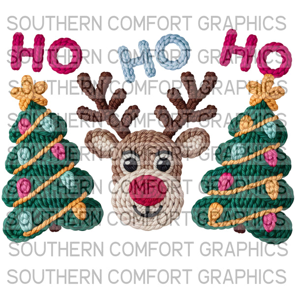 Crochet Ho Ho Ho Reindeer |PNG|