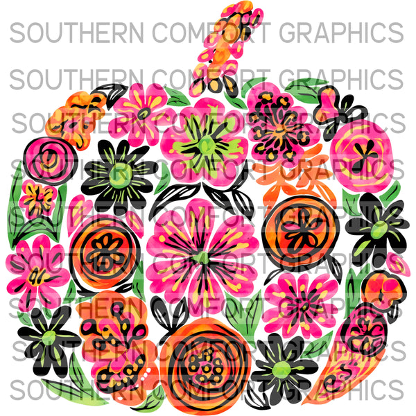 Floral Halloween Pumpkin |PNG|