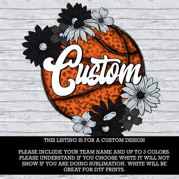 Custom Basketball With Flowers PNG