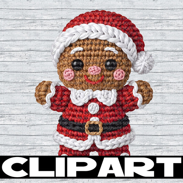 Yarn Gingerbread Man Clipart |Commercial Use Allowed|