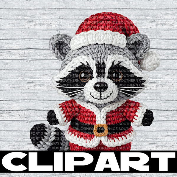 Santa raccoon Clipart |Commercial Use Allowed|