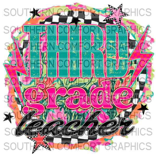 Bright Floral Third Grade Teacher |PNG|