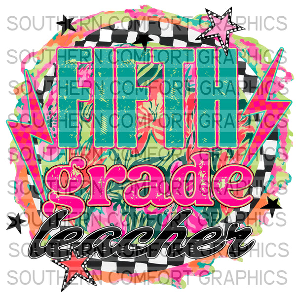 Bright Floral Fifth Grade Teacher |PNG|