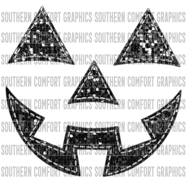 Sequin Jack-O-Lanter Face  PNG