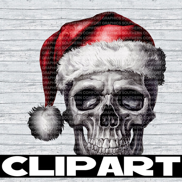 Santa Skull Clipart |Commercial Use Allowed|