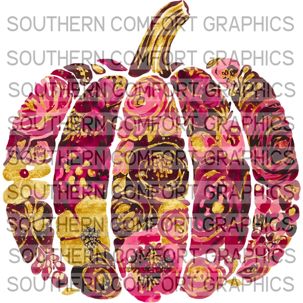 Fall Floral Pumpkin |PNG|