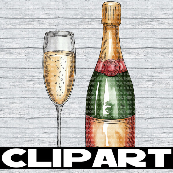 Champagne Clipart |Commercial Use Allowed|