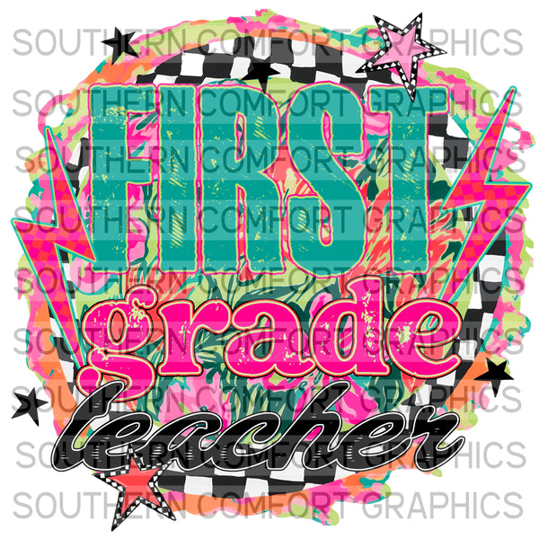 Bright Floral First Grade Teacher |PNG|