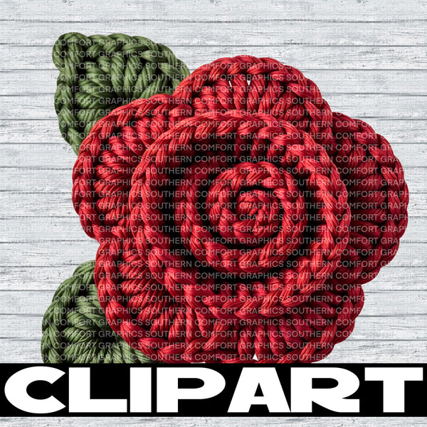 Yarn rose Clipart |Commercial Use Allowed|