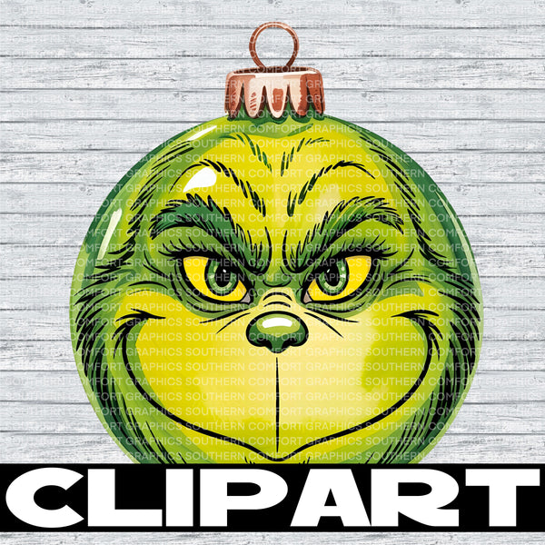 Grinch Ornament Clipart |Commercial Use Allowed|