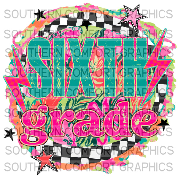 Bright Floral Sixth Grade |PNG|