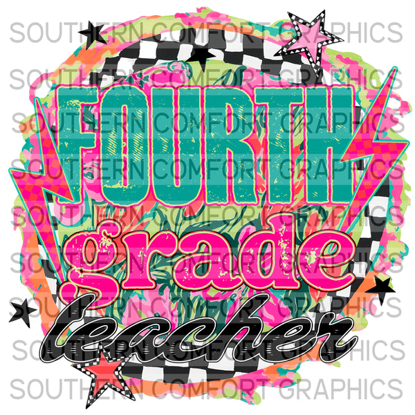 Bright Floral Fourth Grade Teacher  |PNG|