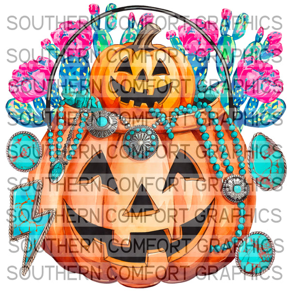 Turquoise Pumpkin Bucket |PNG|