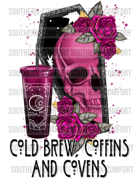Cold brew, coffins and covens PNG