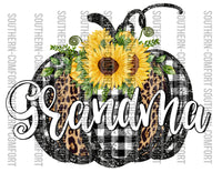 Grandma sunflower pumpkin PNG